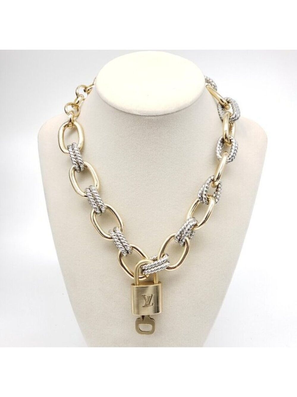 Gold-Plated Necklace with Authentic Louis Vuitton Padlock
